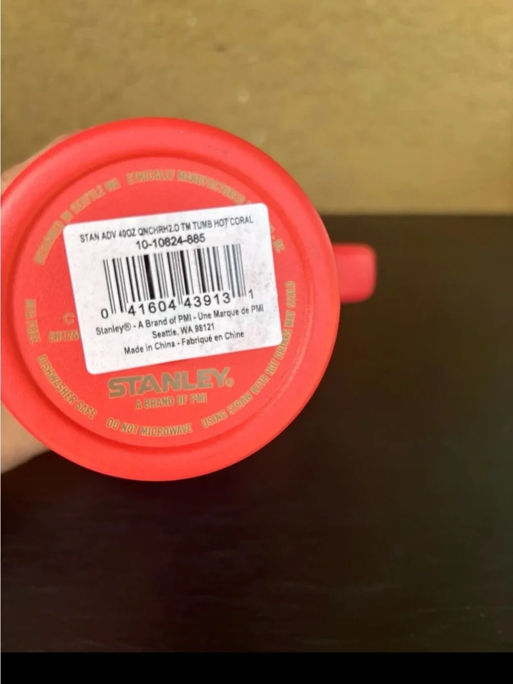 Stanley Coral Red Travel Tumbler with Handle - Picture 4 of 4